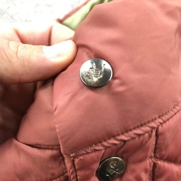 Camel Goose Down Vest Mens Medium Reversible Red Tan Puffer Quilted Snap Front - Picture 9 of 15